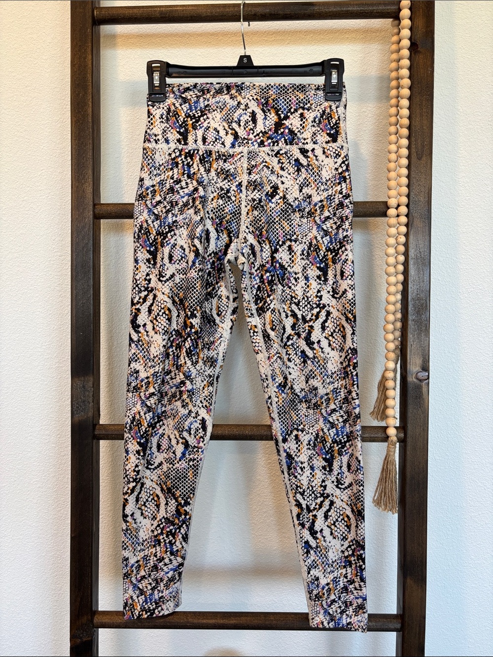 Sage Multicolor Snake Print Leggings - Beige, Black, Blue